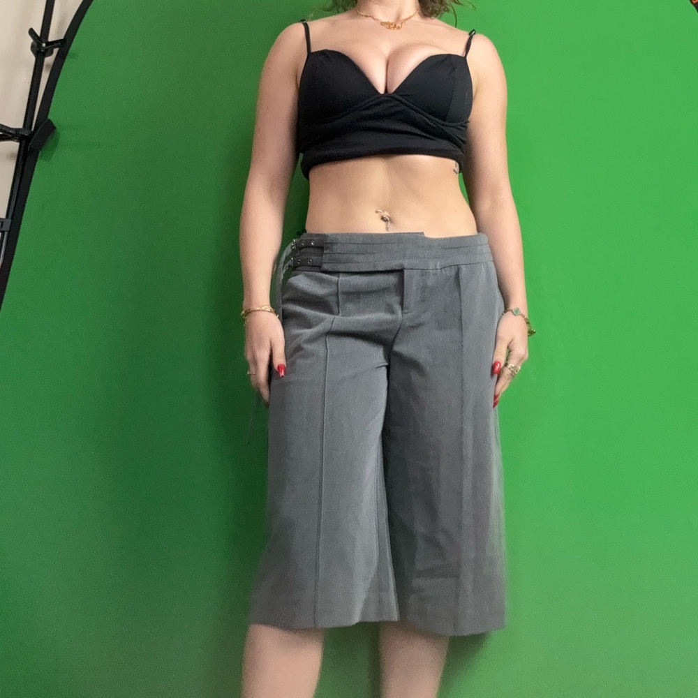 Women's Gray Wide-Leg capri